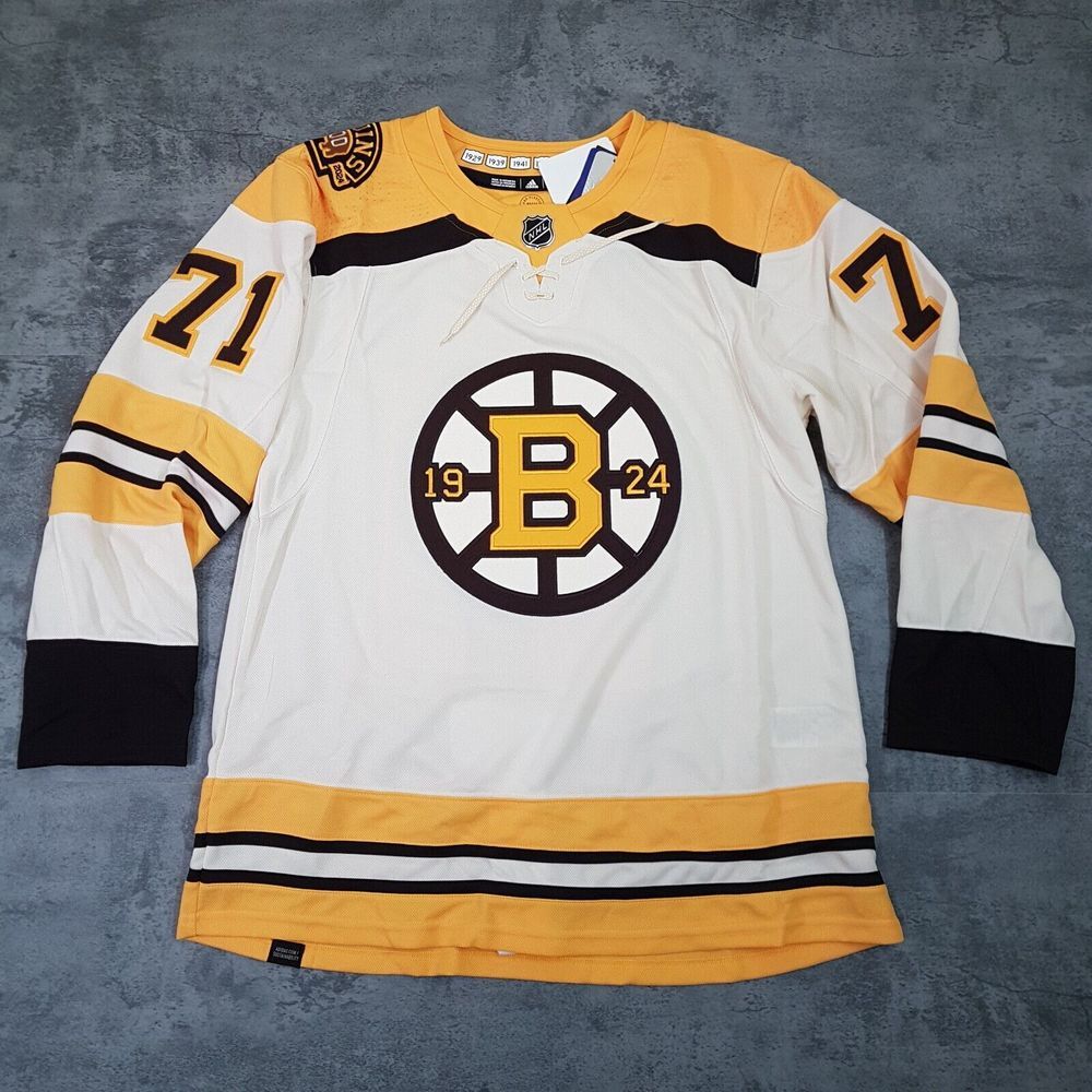 ADIDAS Taylor Hall #71 100th Boston Bruins Hockey Jersey Mens‎ 52 Yellow Beige